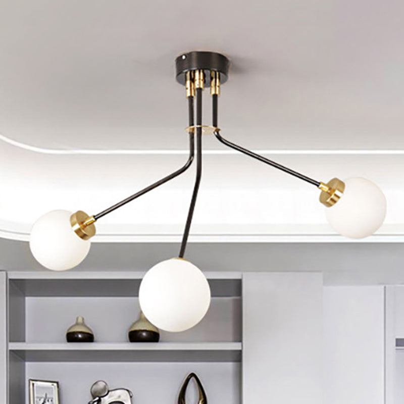 Modern Black Metal Semi Flush Ceiling Lamp - 3/7 Lights - Dining Room Lighting Fixture