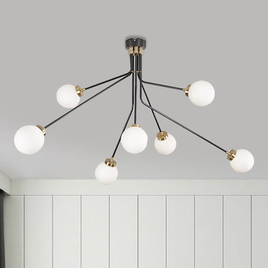 Modern Black Metal Semi Flush Ceiling Lamp - 3/7 Lights - Dining Room Lighting Fixture