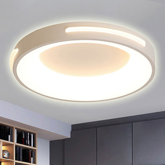 Modern Metal Led Flush Ceiling Light With Acrylic Diffuser - Circle Design In White/Warm Various