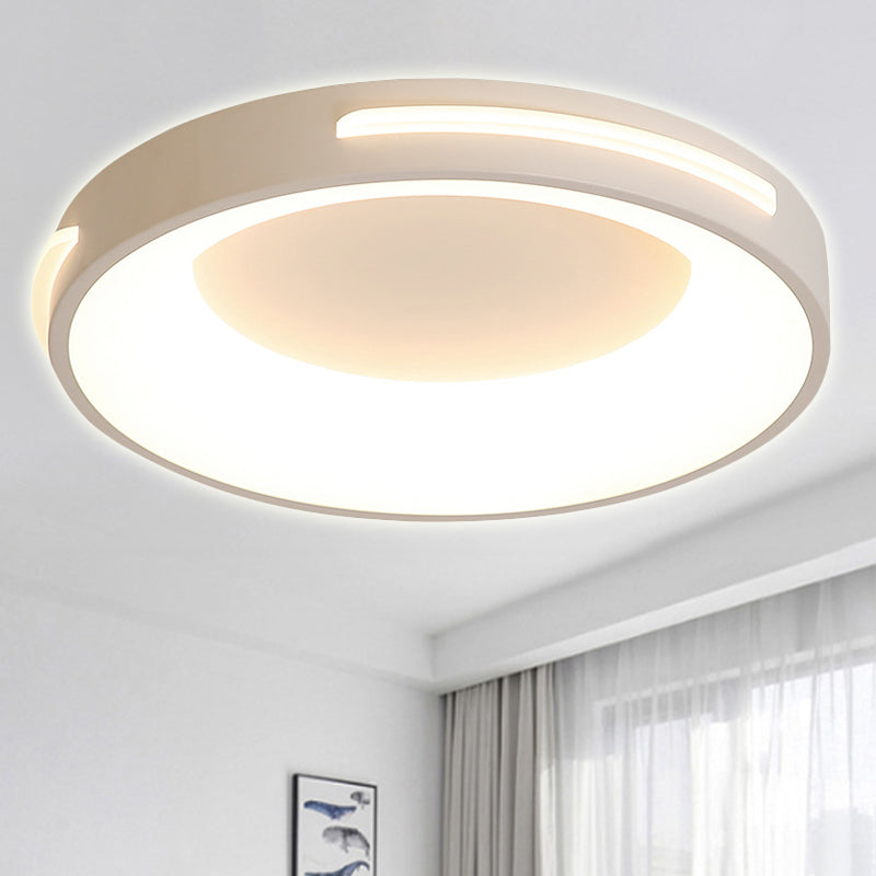 Modern Metal Led Flush Ceiling Light With Acrylic Diffuser - Circle Design In White/Warm Various