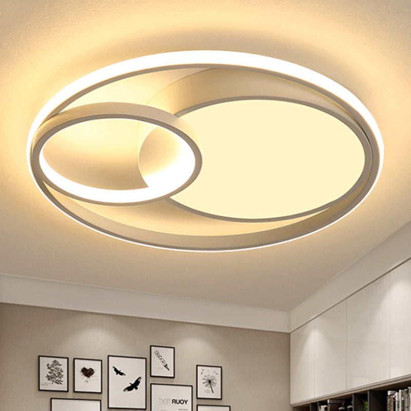 Contemporary Metal Led Flush Mount Ceiling Lamp - White/Black 16/19/23.5 Wide