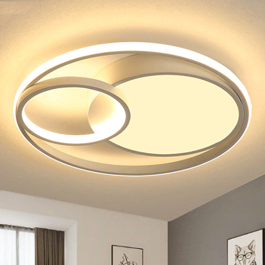 Contemporary Metal Led Flush Mount Ceiling Lamp - White/Black 16/19/23.5 Wide