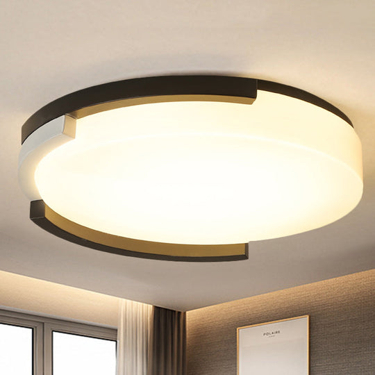 Plafonnier LED simple en métal avec diffuseur en acrylique noir/blanc, 41,9/52,1 cm de large – Lumière blanche/chaude