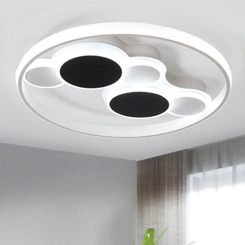 White LED Circle Flush Mount Ceiling Light for Living Room, 16.5"/19.5" Wide