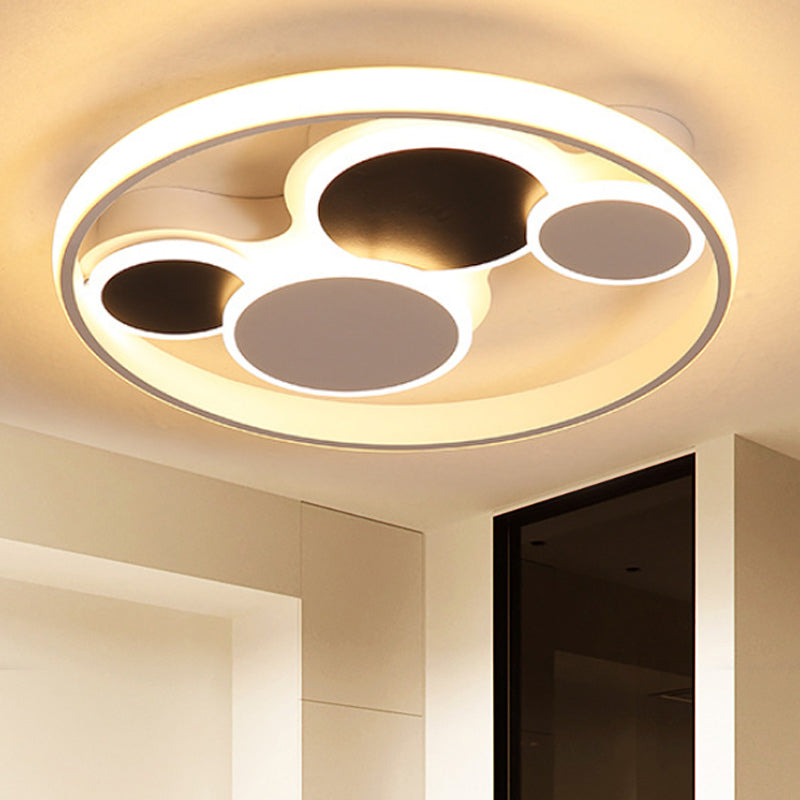 White LED Circle Flush Mount Ceiling Light for Living Room, 16.5"/19.5" Wide