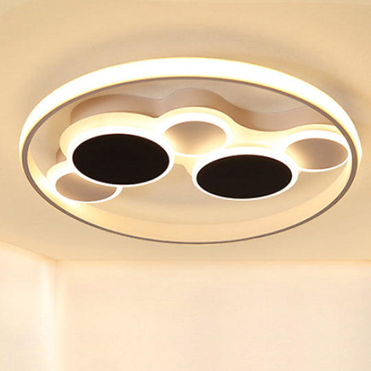 White LED Circle Flush Mount Ceiling Light for Living Room, 16.5"/19.5" Wide