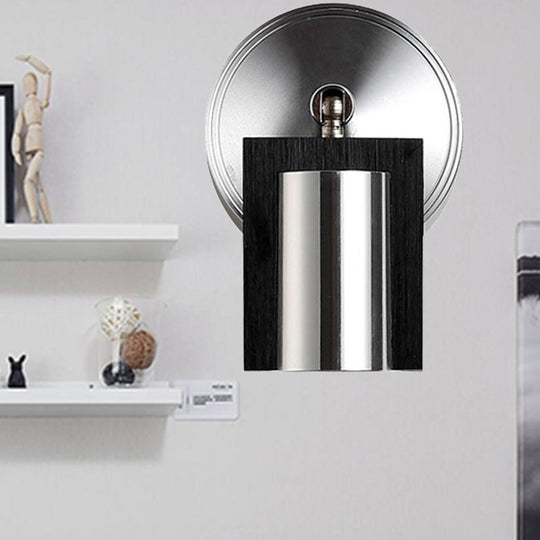 1-Light Bedroom Wall Sconce In Black With Metal Shade Warm/White Lighting