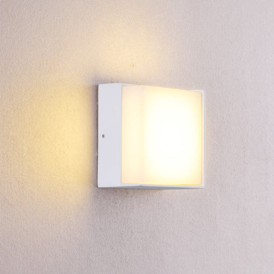 Sleek Metal And Acrylic Wall Sconce: Simplistic Round/Square Shade With Warm/White Led Lighting For