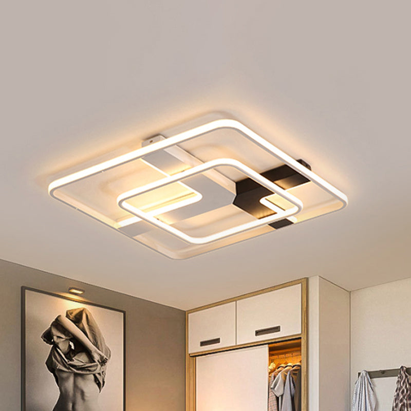 19.5"/23.5" Wide Acrylic Square Flushmount LED Ceiling Lamp in White Light