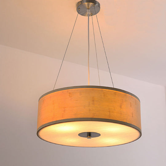 Modern Bamboo Pendant Light with Drum Shade - Handcrafted Wood Ceiling Lamp