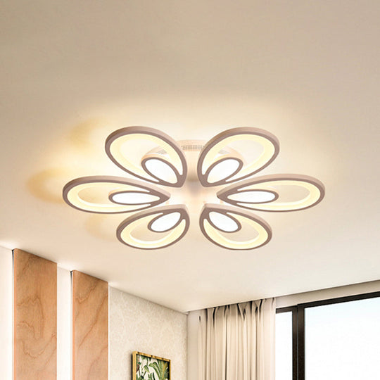 Contemporary LED Petal Flush Mount Light Fixture: 6/12/15 Lights, Warm/White/Natural Light, White Ceiling Lighting