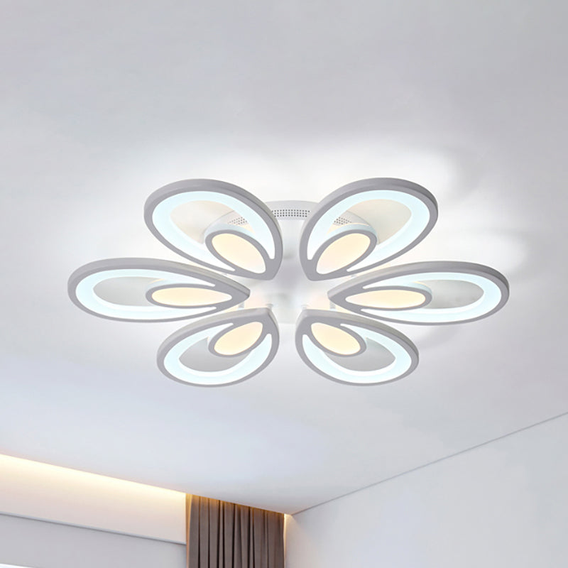 Contemporary LED Petal Flush Mount Light Fixture: 6/12/15 Lights, Warm/White/Natural Light, White Ceiling Lighting