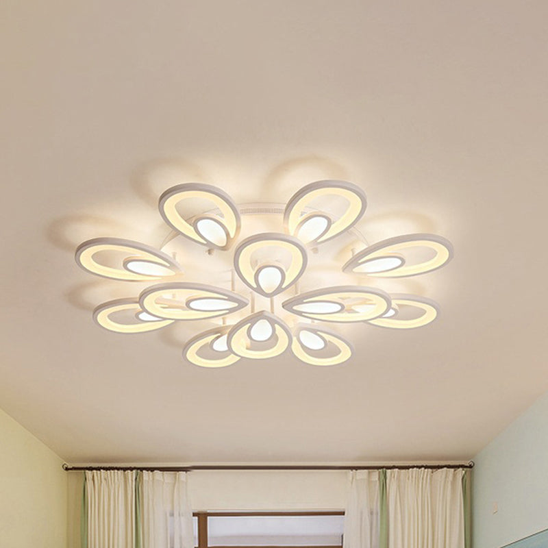 Contemporary LED Petal Flush Mount Light Fixture: 6/12/15 Lights, Warm/White/Natural Light, White Ceiling Lighting