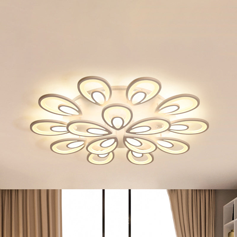 Contemporary LED Petal Flush Mount Light Fixture: 6/12/15 Lights, Warm/White/Natural Light, White Ceiling Lighting