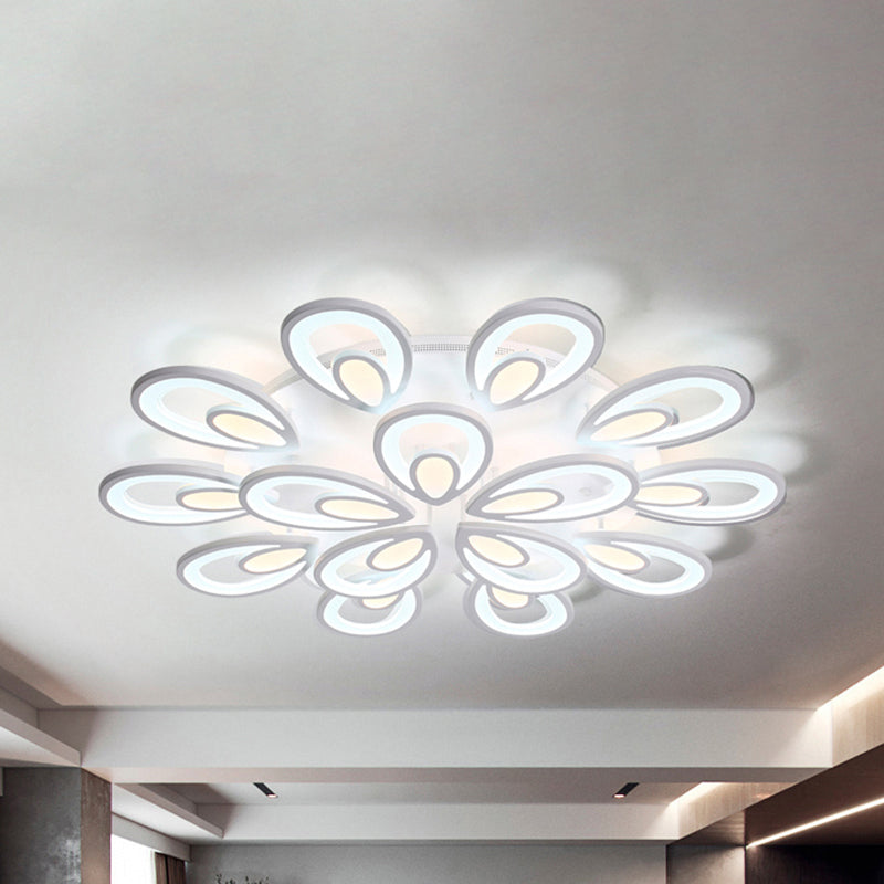 Contemporary LED Petal Flush Mount Light Fixture: 6/12/15 Lights, Warm/White/Natural Light, White Ceiling Lighting