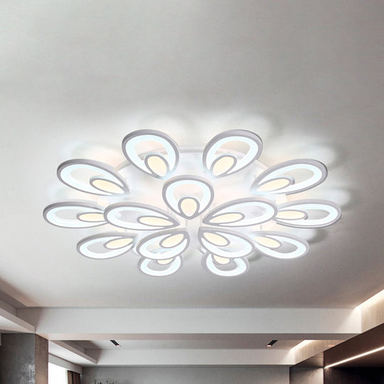 Contemporary Led Petal Flush Mount Light Fixture: 6/12/15 Lights Warm/White/Natural White Ceiling