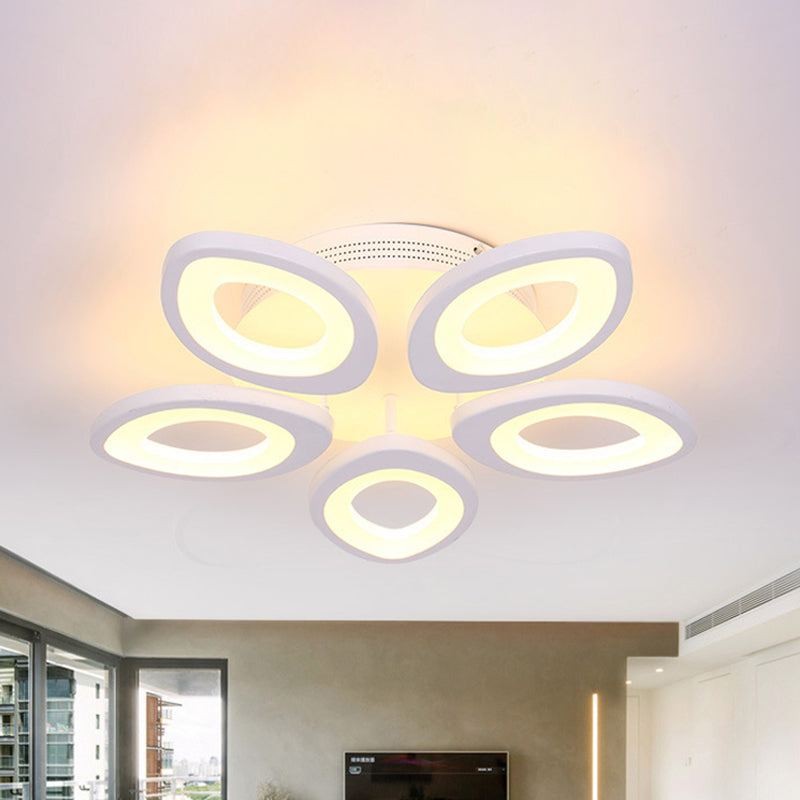 LED Flush Mount Ceiling Light with Acrylic Shade and 4/5/8 Lights in Warm/White/Natural Light