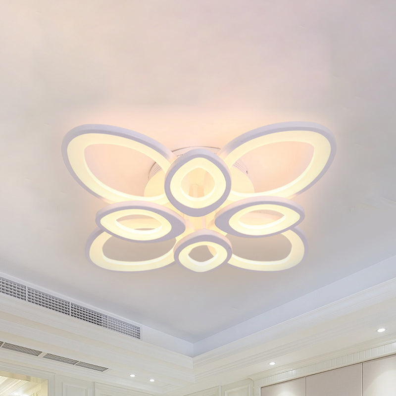 LED Flush Mount Ceiling Light with Acrylic Shade and 4/5/8 Lights in Warm/White/Natural Light