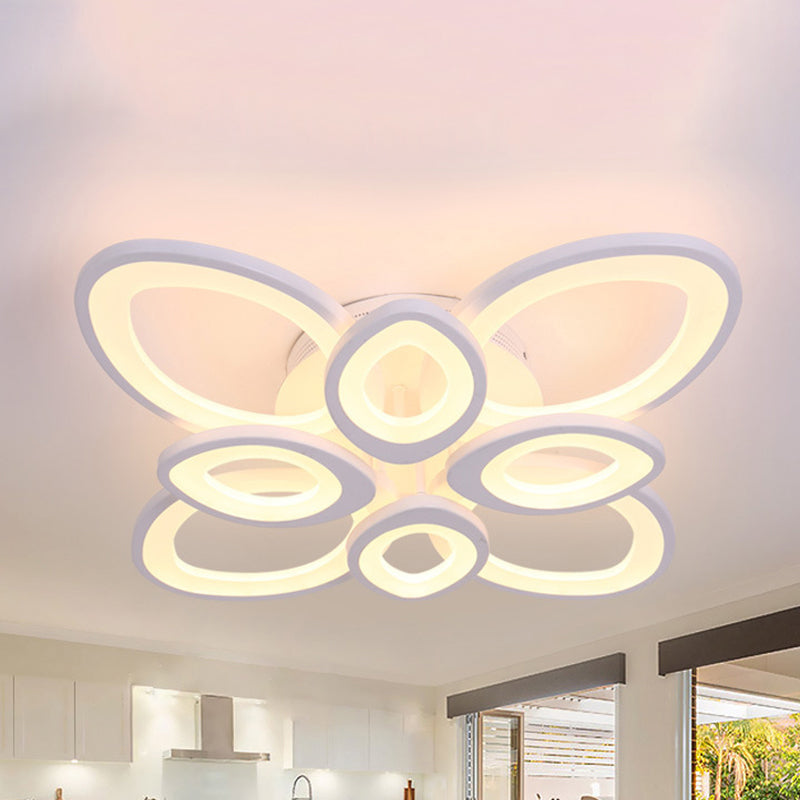 LED Flush Mount Ceiling Light with Acrylic Shade and 4/5/8 Lights in Warm/White/Natural Light