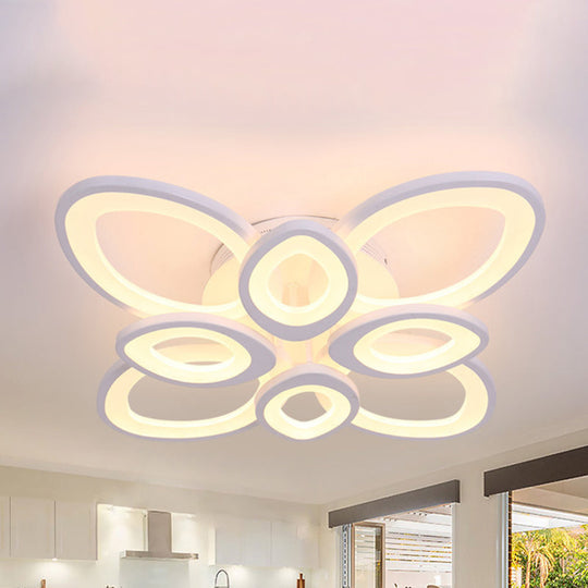 Led Flush Mount Ceiling Light With Acrylic Shade And 4/5/8 Lights In Warm/White/Natural