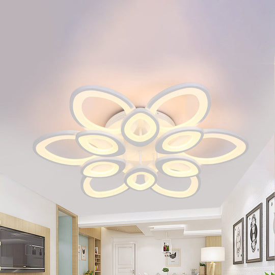 LED Flush Mount Ceiling Light with Acrylic Shade and 4/5/8 Lights in Warm/White/Natural Light