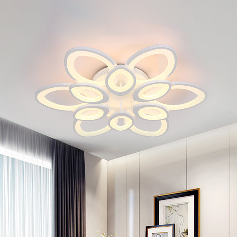 LED Flush Mount Ceiling Light with Acrylic Shade and 4/5/8 Lights in Warm/White/Natural Light