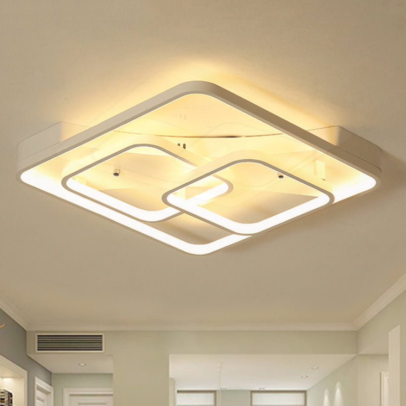 Sleek Metal Led Square Flush Mount Ceiling Light Fixture With White/Warm 16.5/19.5/23.5 Wide White /