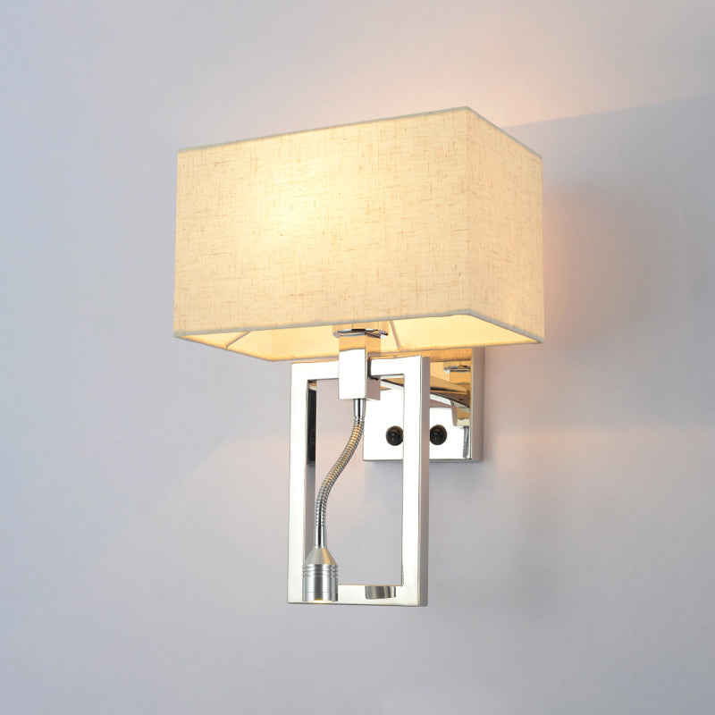 White Contemporary Rectangular Wall Mount Light Sconce With Spotlight