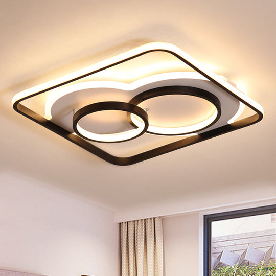 White/Warm LED Square Flush Ceiling Light in 19.5"/23.5" Wide, Ideal for Living Rooms