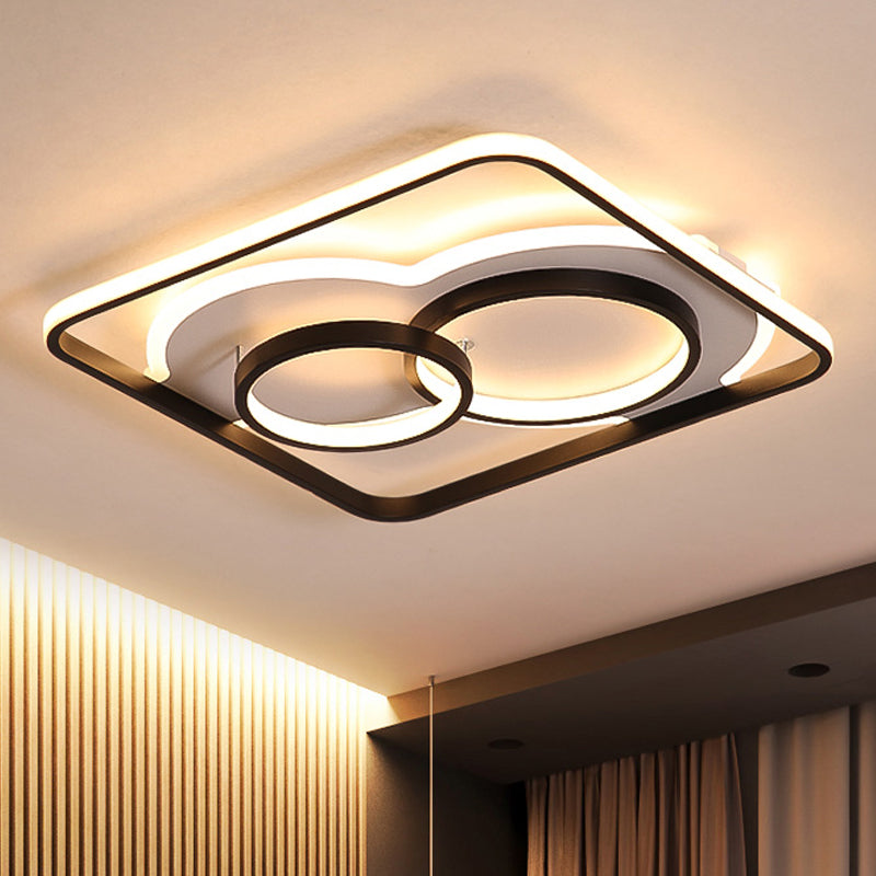 White/Warm LED Square Flush Ceiling Light in 19.5"/23.5" Wide, Ideal for Living Rooms