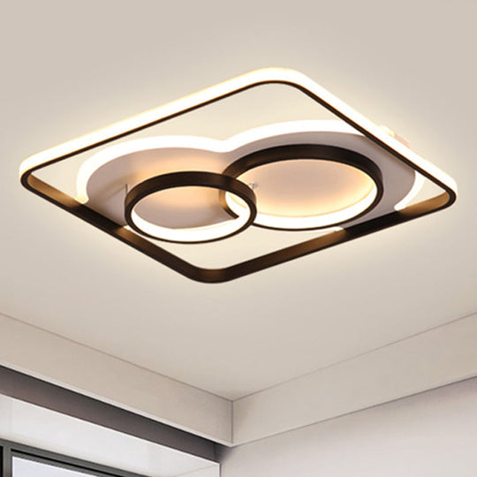 White/Warm LED Square Flush Ceiling Light in 19.5"/23.5" Wide, Ideal for Living Rooms