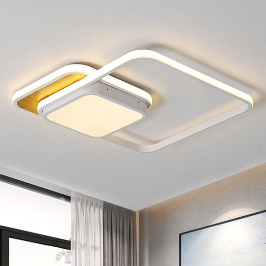 Modern LED Geometric Ceiling Light in Black/White, Flush Mount, 18"/21.5" Wide, White/Warm Light