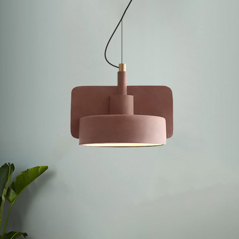 Geometric Industrial Cement Pendant Light - Grey/Beige/Pink, 1-Light, 6"/8"/9"W