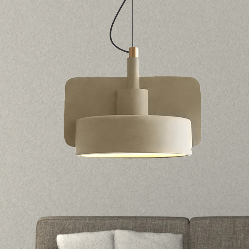 Geometric Industrial Cement Pendant Light - Grey/Beige/Pink, 1-Light, 6"/8"/9"W