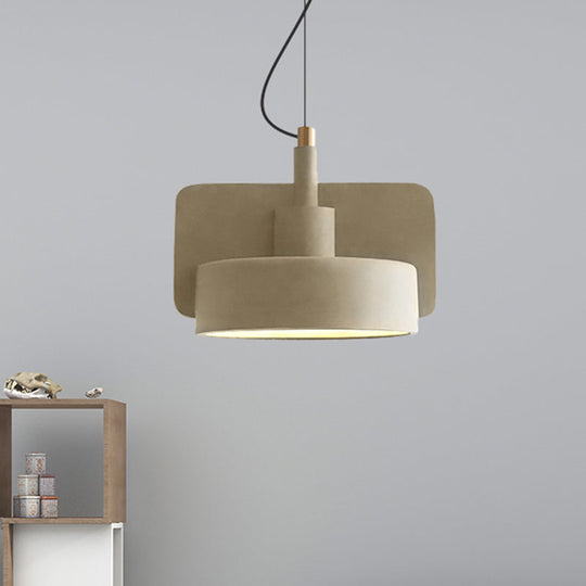 Geometric Industrial Cement Pendant Light - Grey/Beige/Pink, 1-Light, 6"/8"/9"W