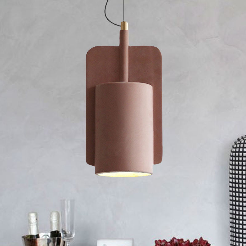 Geometric Industrial Cement Pendant Light - Grey/Beige/Pink, 1-Light, 6"/8"/9"W