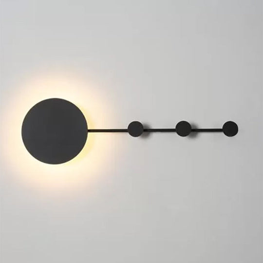 27.5/39 Black/White Round Led Wall Lamp - Simplicity Acrylic Sconce Light Fixture In Warm/White