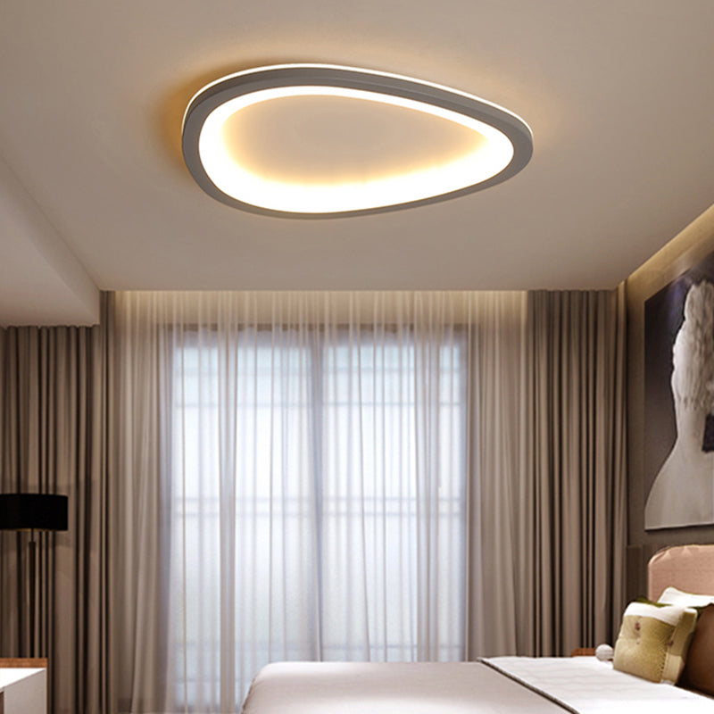 Ultra-Thin Nordic Acrylic Led Ceiling Light In Dark Grey Droplet Shape