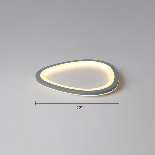 Ultra-Thin Nordic Acrylic Led Ceiling Light In Dark Grey Droplet Shape Gray / 22 Warm