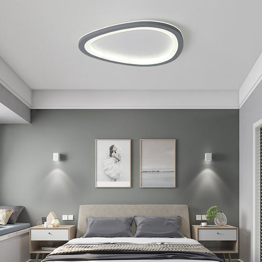 Ultra-Thin Nordic Acrylic Led Ceiling Light In Dark Grey Droplet Shape