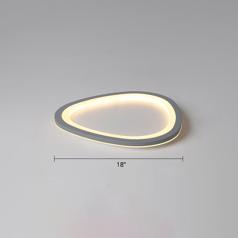 Ultra-Thin Nordic Acrylic Led Ceiling Light In Dark Grey Droplet Shape Gray / 18 Warm