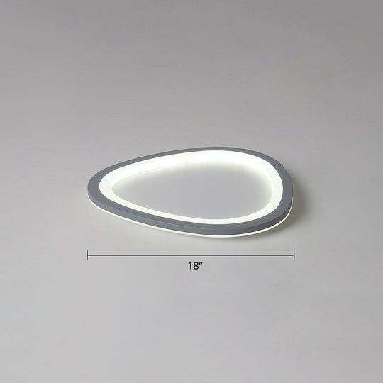 Ultra-Thin Nordic Acrylic Led Ceiling Light In Dark Grey Droplet Shape Gray / 18 White