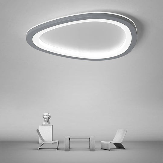 Ultra-Thin Nordic Acrylic Led Ceiling Light In Dark Grey Droplet Shape