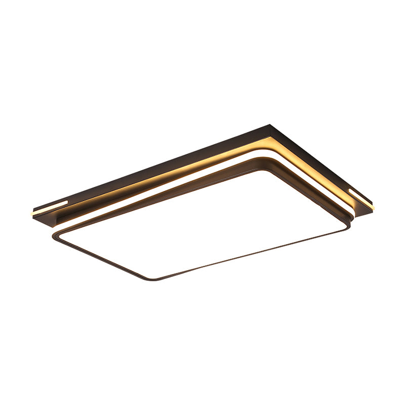 Modern Acrylic Flush Mount Ceiling Light: Quad Shaped Black - Ideal For Living Room