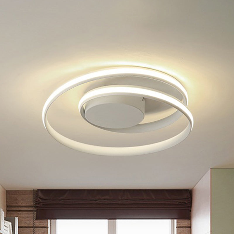 Simple Acrylic LED Loop Ceiling Lamp in Black/White - 18"/23.5" Wide Flush Light Fixture with Warm/White Light