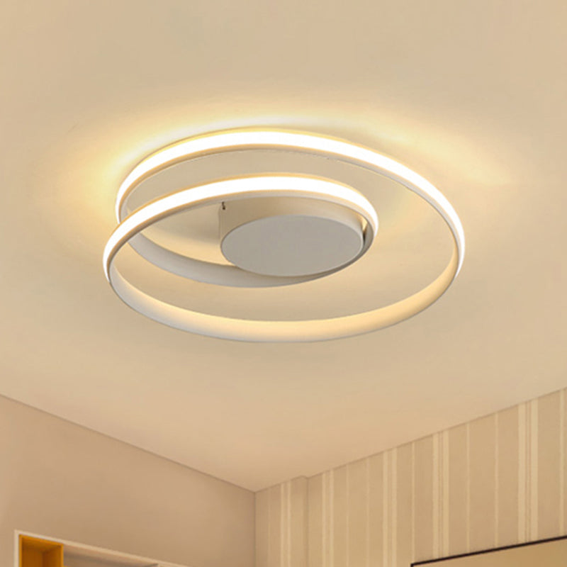 Simple Acrylic LED Loop Ceiling Lamp in Black/White - 18"/23.5" Wide Flush Light Fixture with Warm/White Light