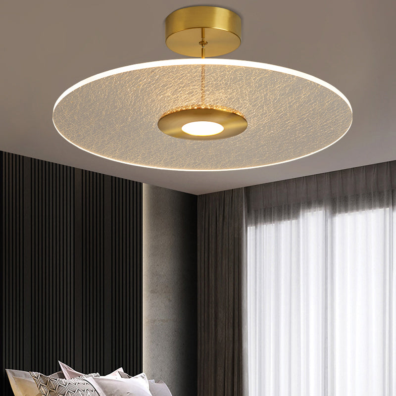 Gold Led Bedroom Ceiling Light: Simple Disk-Shaped Flush Mount