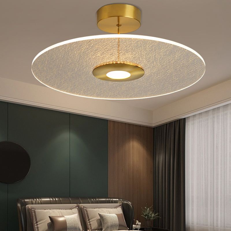 Gold Led Bedroom Ceiling Light: Simple Disk-Shaped Flush Mount