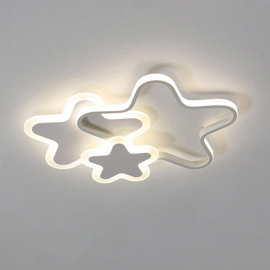 Cartoon Star Led Flush Mount Ceiling Light Fixture For Kids Room White / 16.5 Third Gear