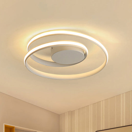 Simple Acrylic Led Loop Ceiling Lamp In Black/White - 18/23.5 Wide Flush Light Fixture With